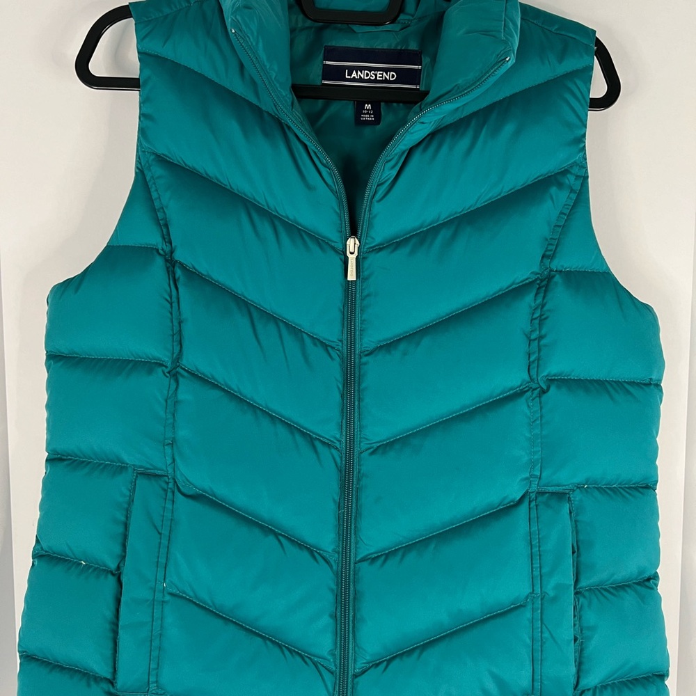 Land End teal down vest